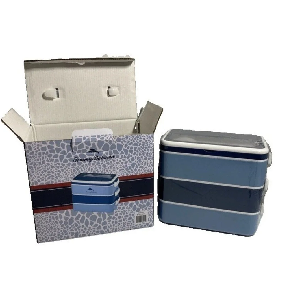 Tommy Bahama Bento Box 3-Tier Partitioned Leakproof Lunch Storage New in Box